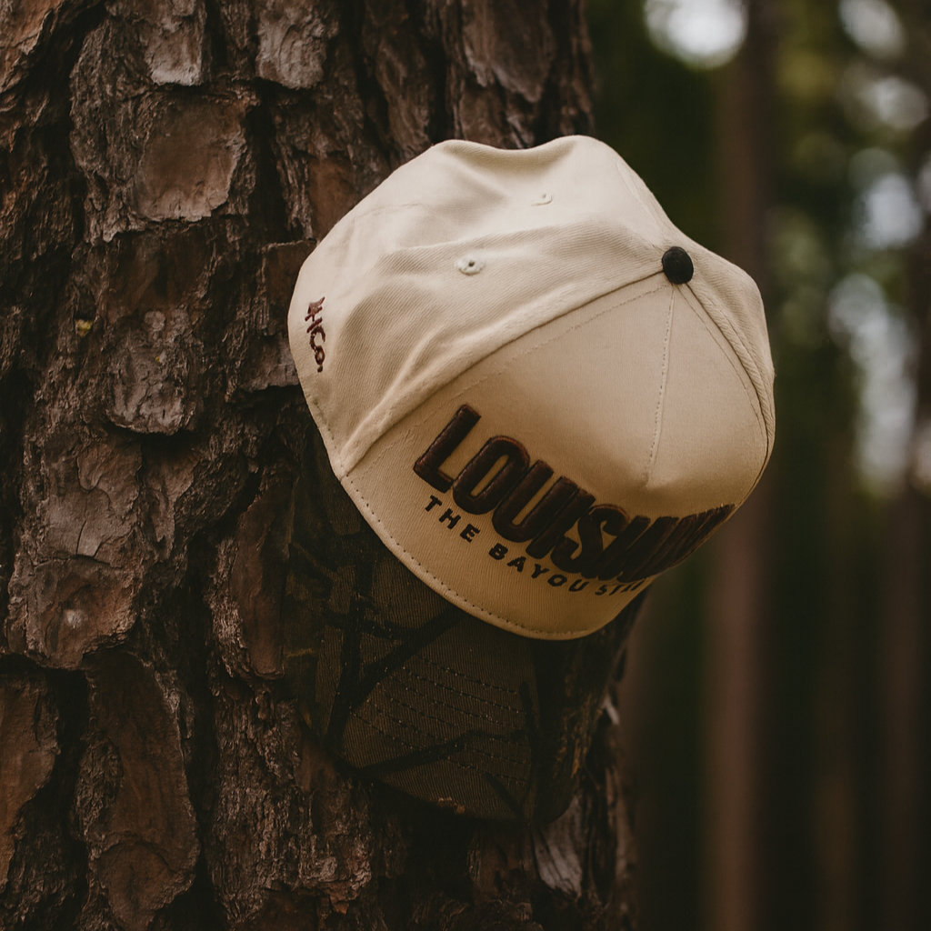 Camo Louisiana SnapBack Pre-curved Trucker Hat Destination Hat Co.