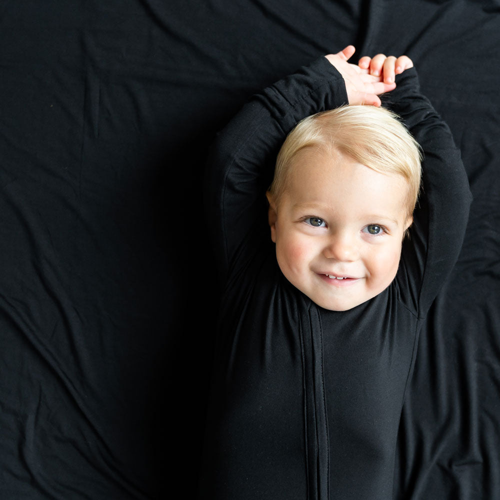 Black Bamboo Convertible Footie Baby One-Piece Laree + Co.