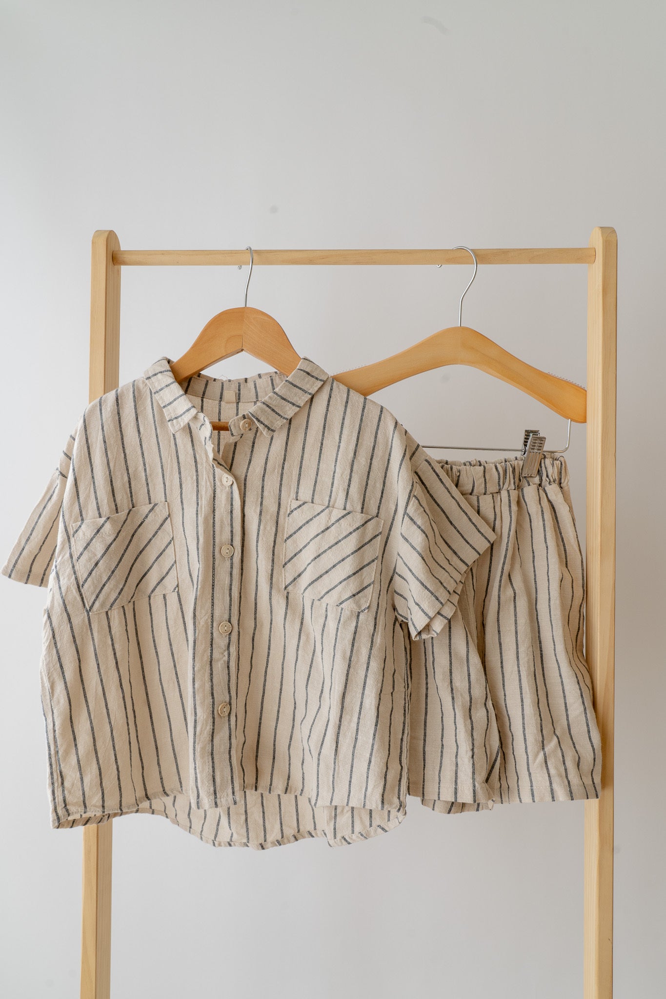 Navy & Tan Oversized Stripe Linen Set