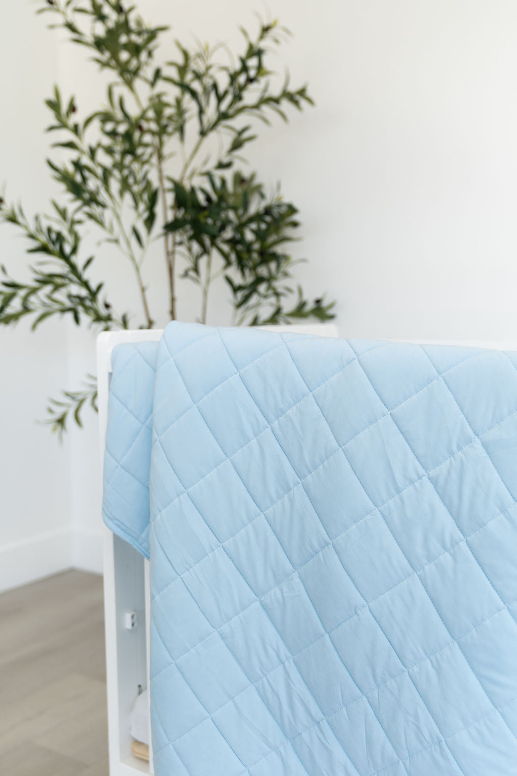 Light Blue Quilted Bamboo Blanket 50x50 inches Laree + Co.
