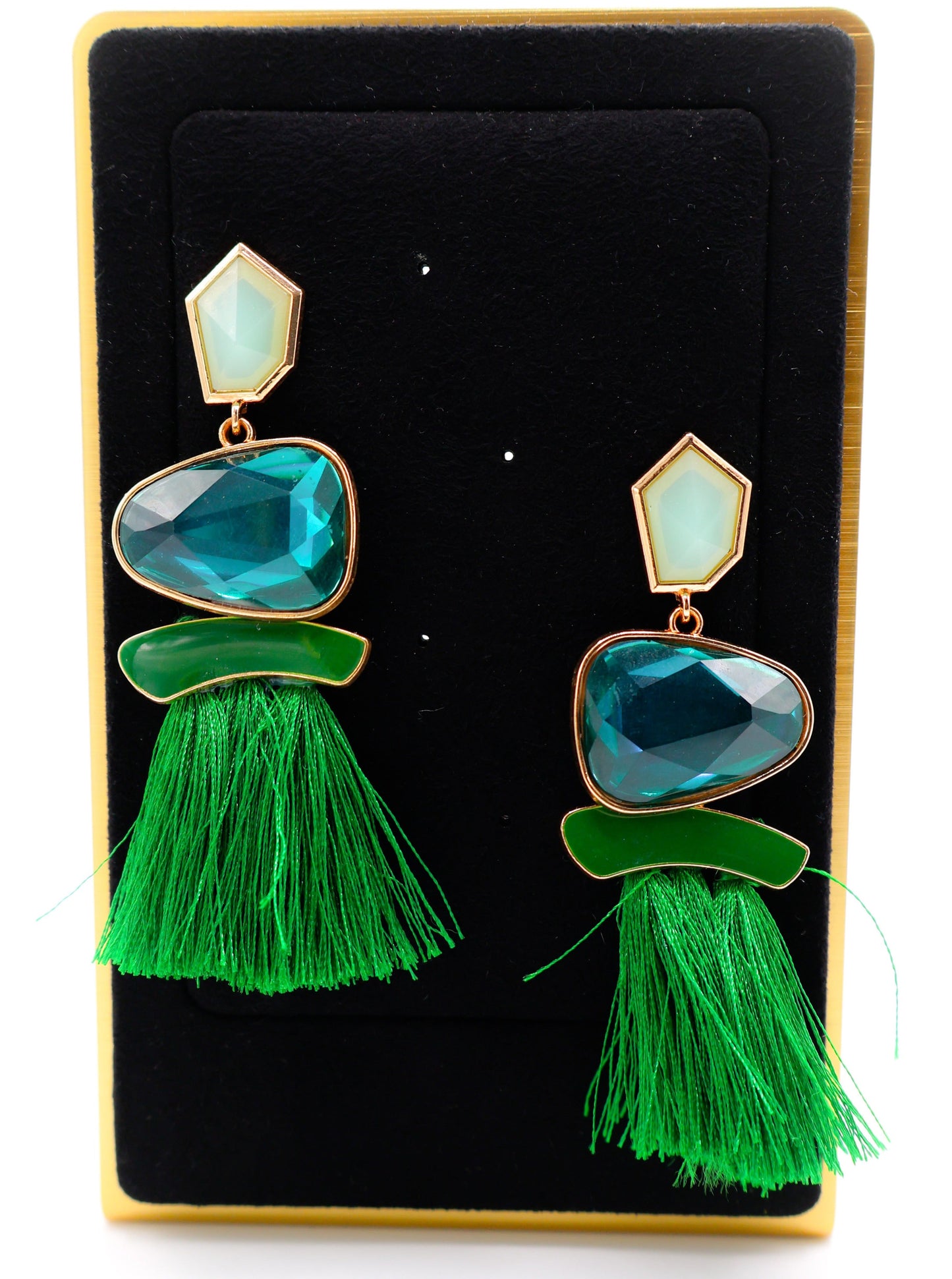 Emerald Sparkle Crystal Drop Earrings for Women Le Reussi