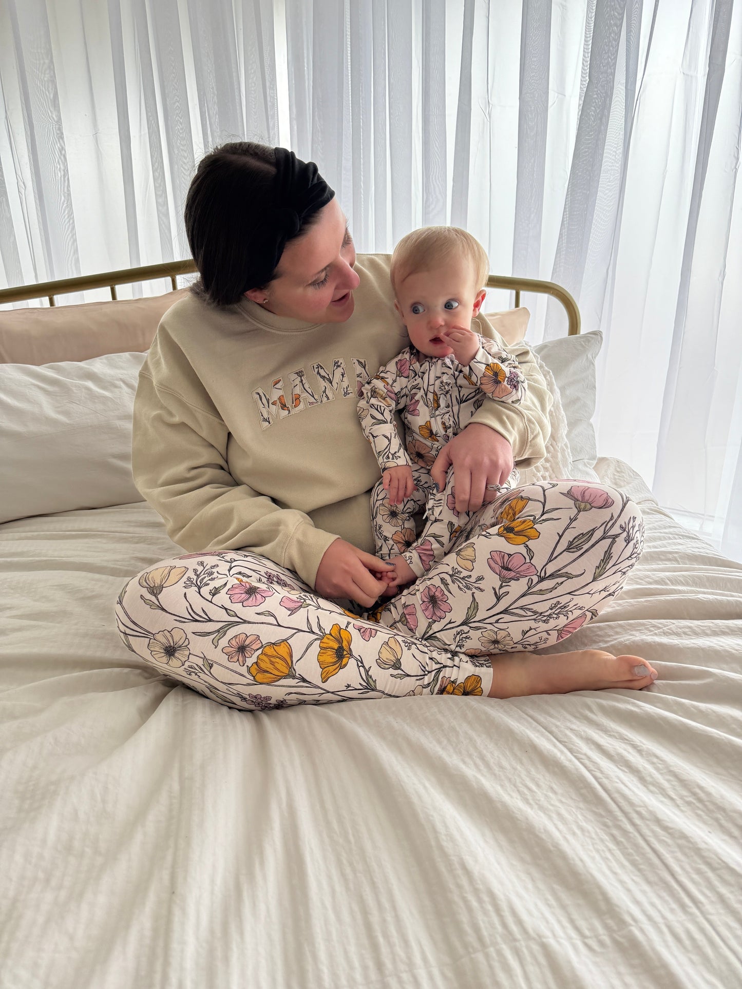 Wild Poppies Embroidered Mama Crewneck