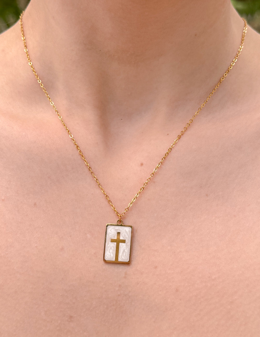 Enamel Cross Necklace Religious Jewelry Elevated Faith