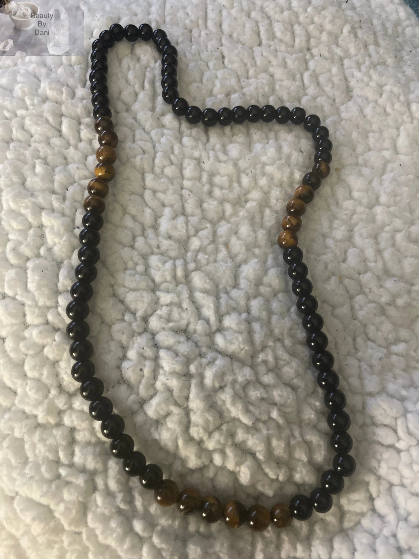 Onyx and Tiger's Eye Necklace Black 22 Inch Jewelry