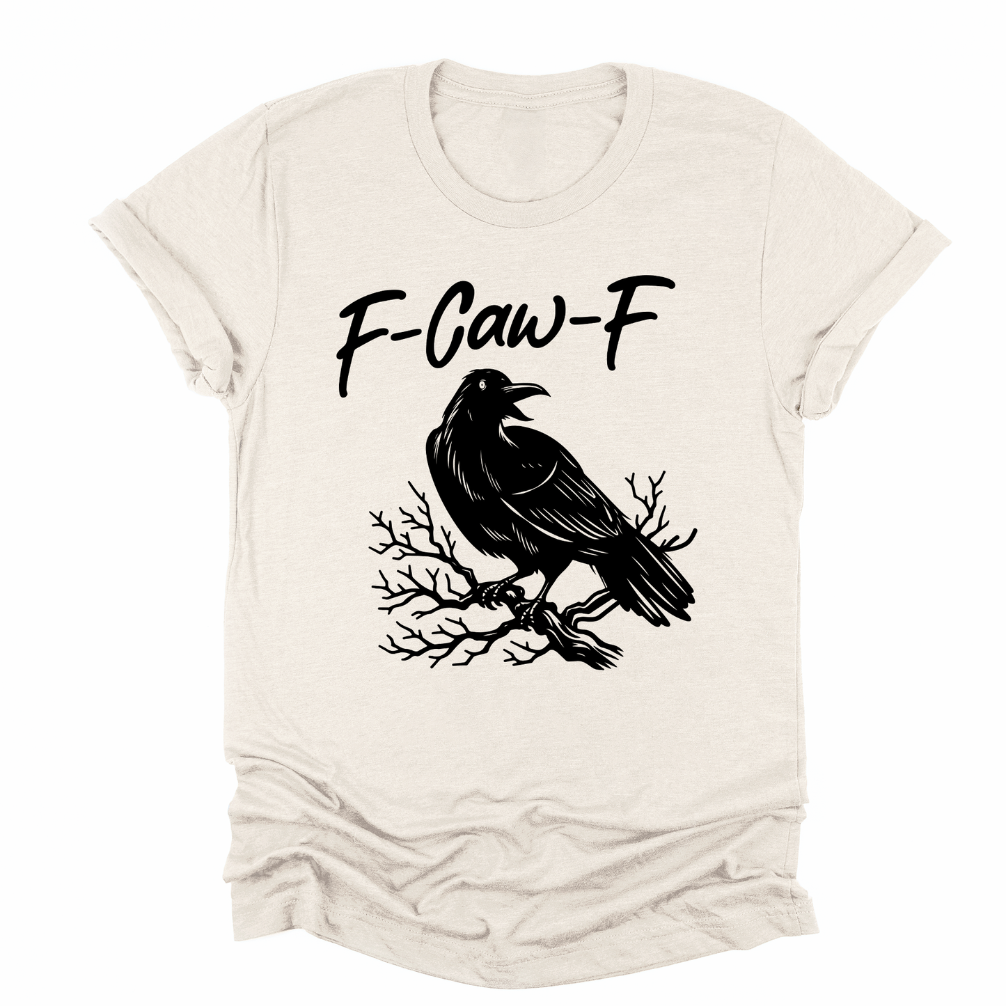 Funny Trending Graphic Tee F Caw F Raven Crow Halloween Goth Witch Spooky Tshirt
