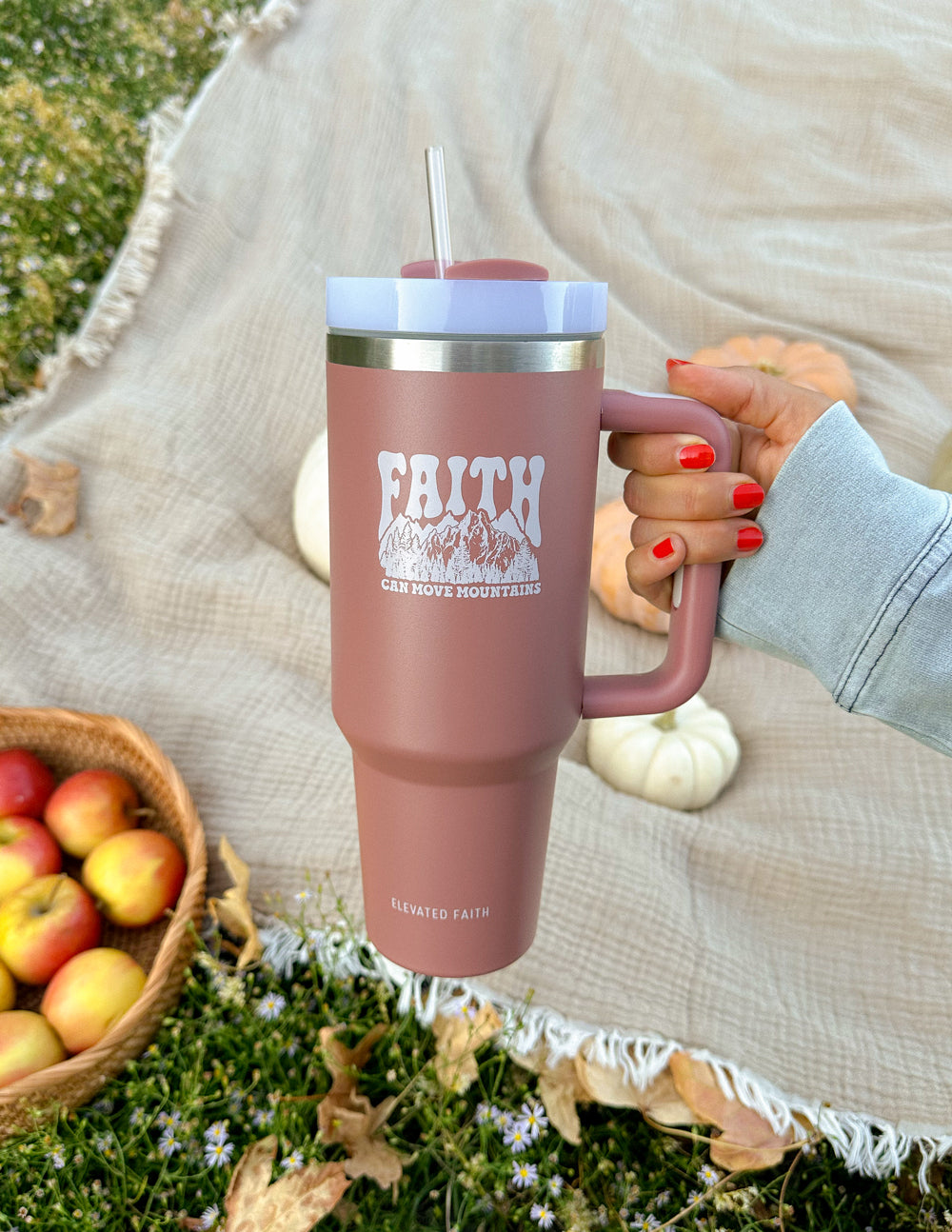 Faith Can Move Mountains 40 oz Stainless Steel Tumbler