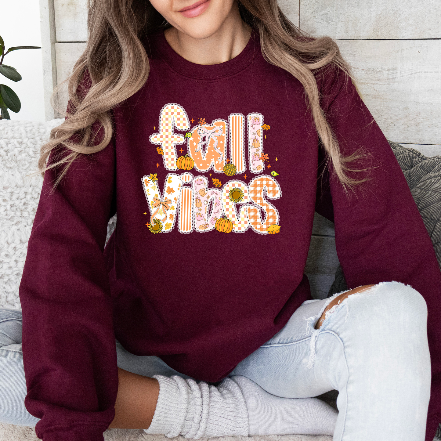 Fall Vibes Autumn Pumpkin Halloween Sweatshirt Refinery Number One