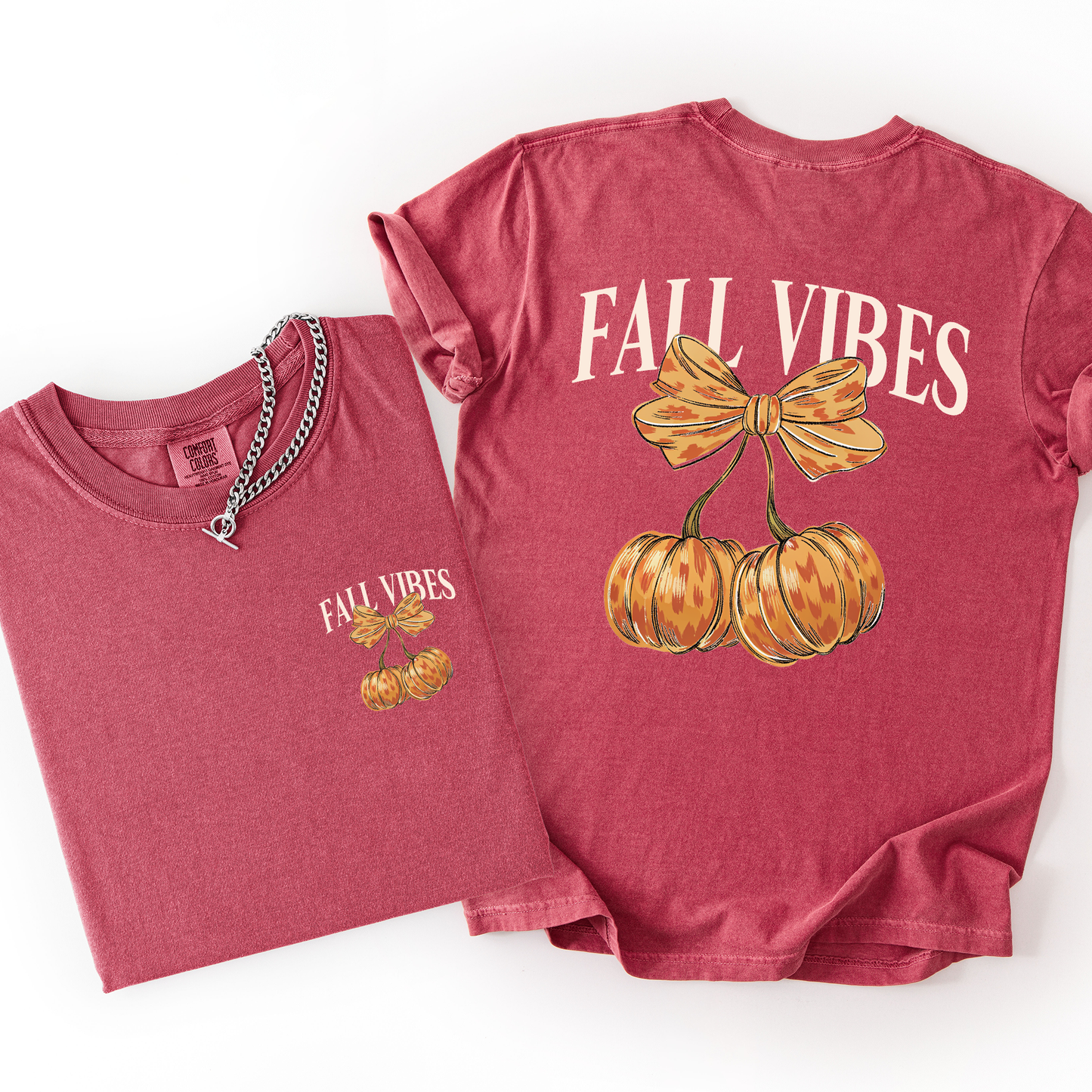 Fall Vibes Cherry Pumpkins Autumn Halloween Comfort Colors T-Shirt Refinery Number One