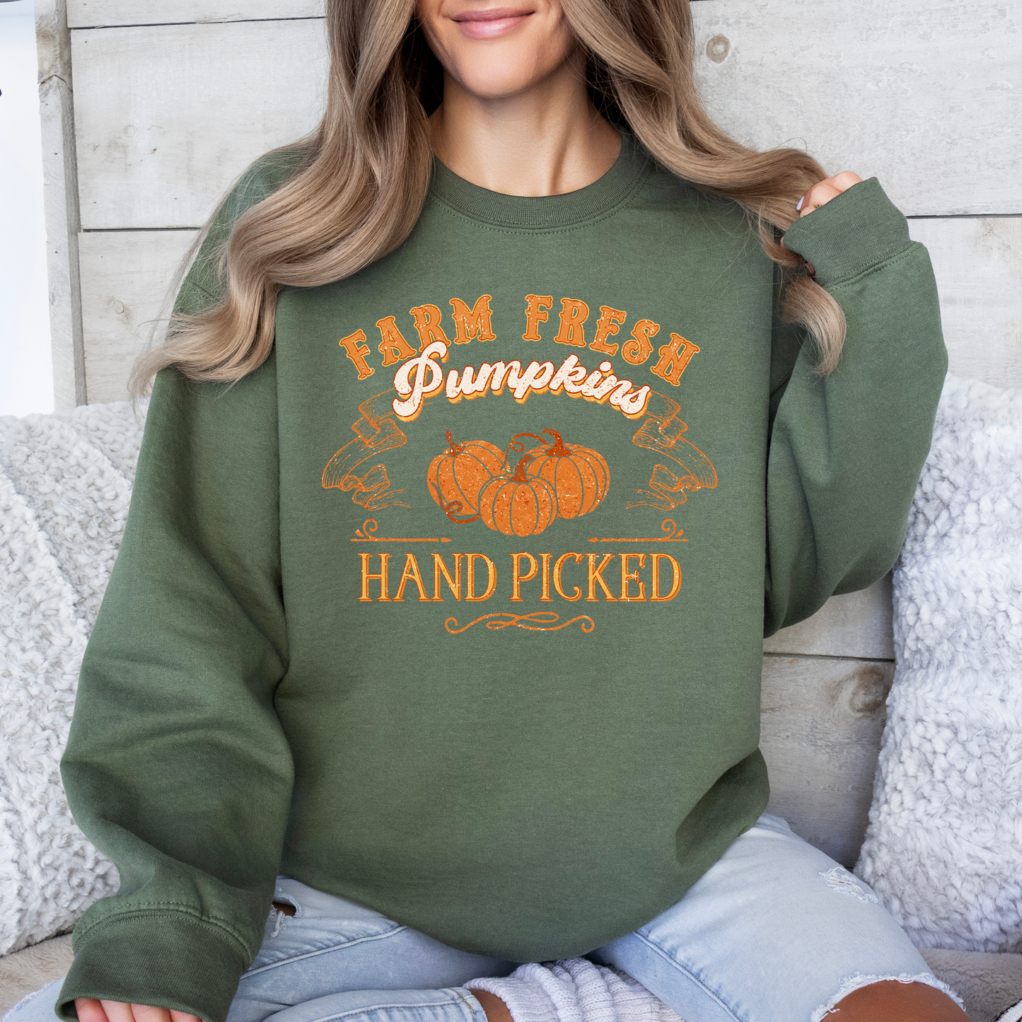 Farm Fresh Pumpkins Hand Picked Fall Sweatshirt Refinery Number One