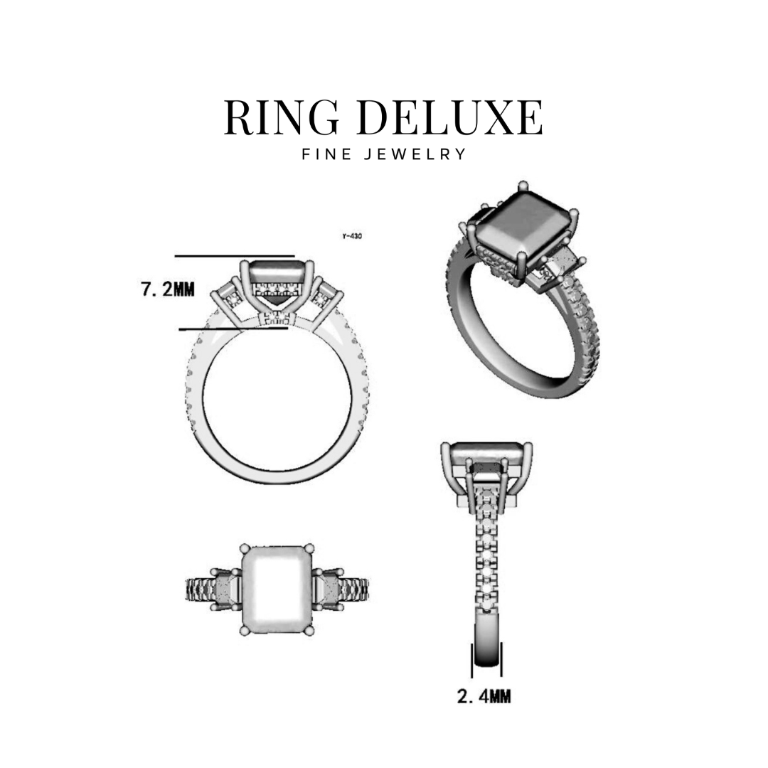 2.5ct Emerald Cut Moissanite Engagement Ring