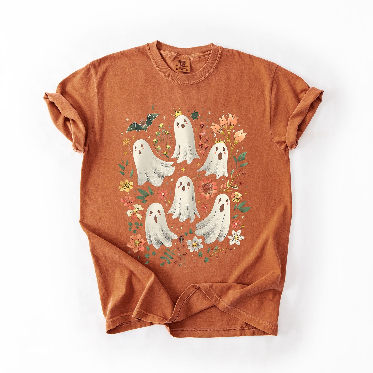 Floral Ghosts Comfort Colors T-Shirt Beautiful Halloween Coquette Girly Autumn Fall