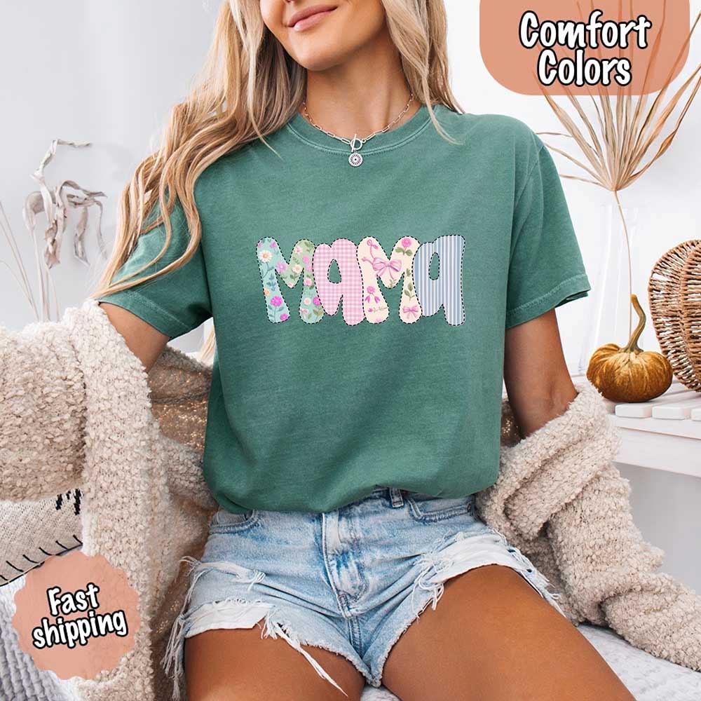 Floral Mama Comfort Colors Tee – Spring Mom Shirt or Mother’s Day Gift
