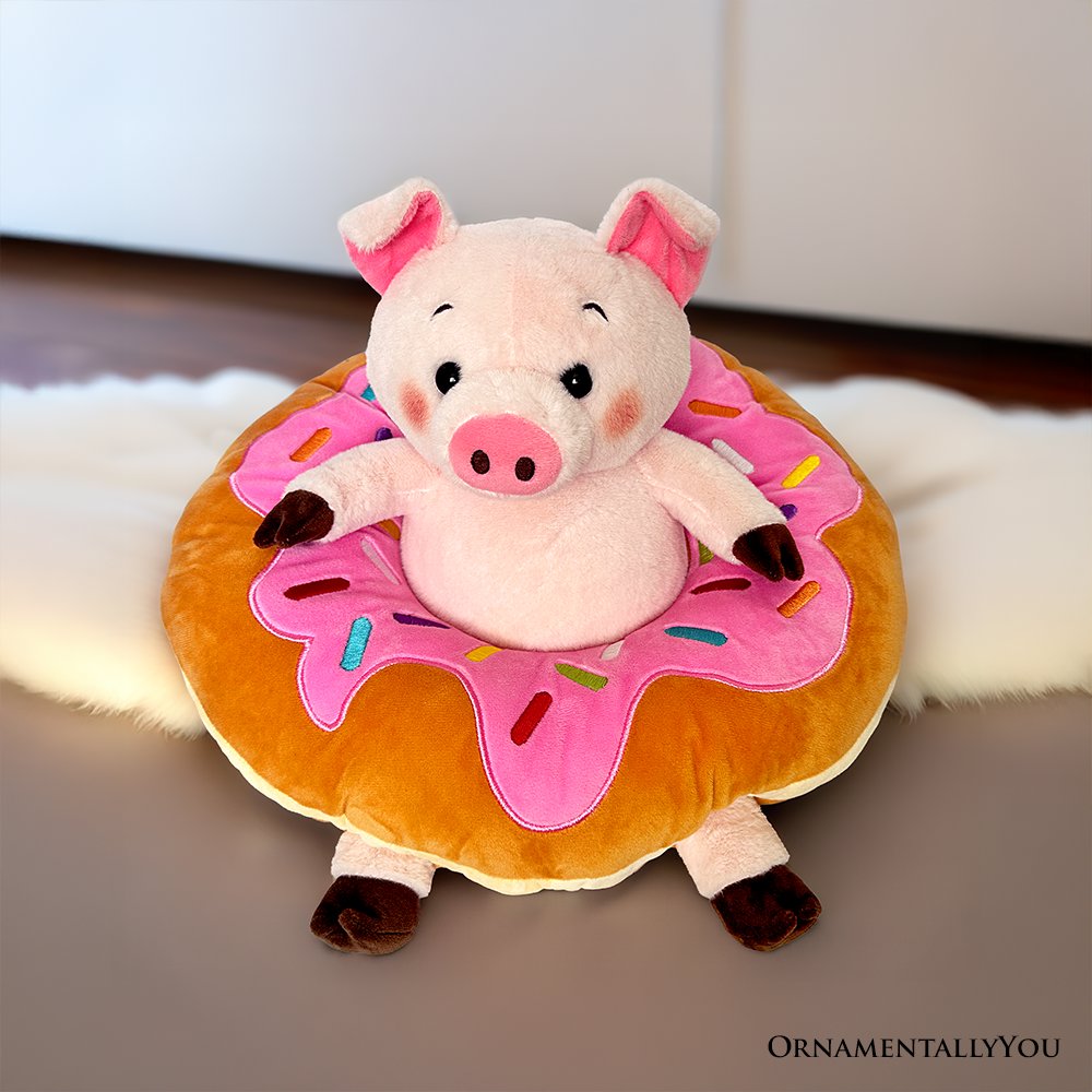 Adorable 12' Donut Ring Pig Plushie Stuffed Animal Ollie Oinker