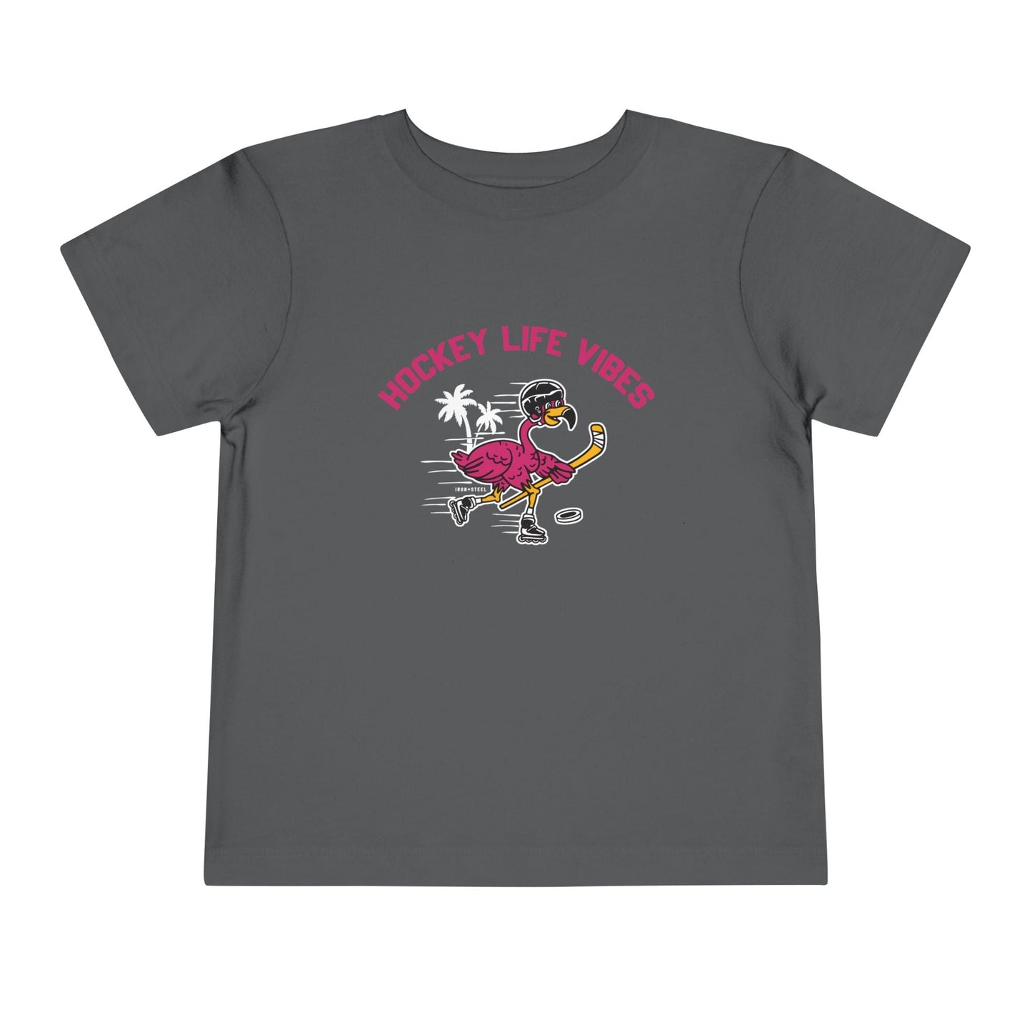 Inline Hockey Flamingo Toddler T-Shirt Iron+Steel Threads