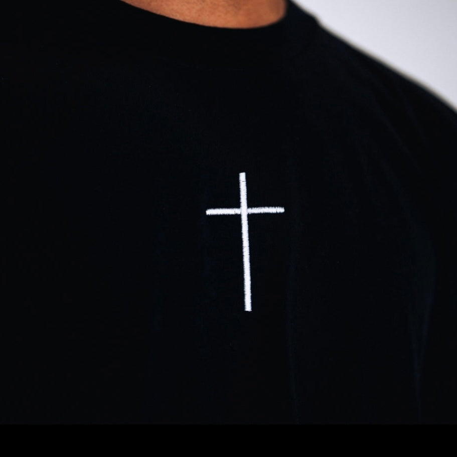 Jesus Saved My Life PUFF PRINT Oversized Tee Black Malta Apparel