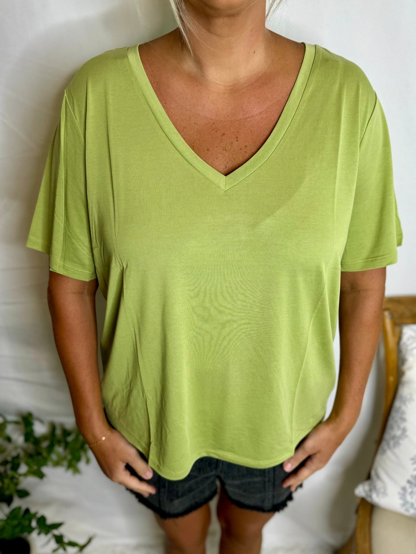 Soft Lightweight V-neck Casual Tee The Dreamy Tee