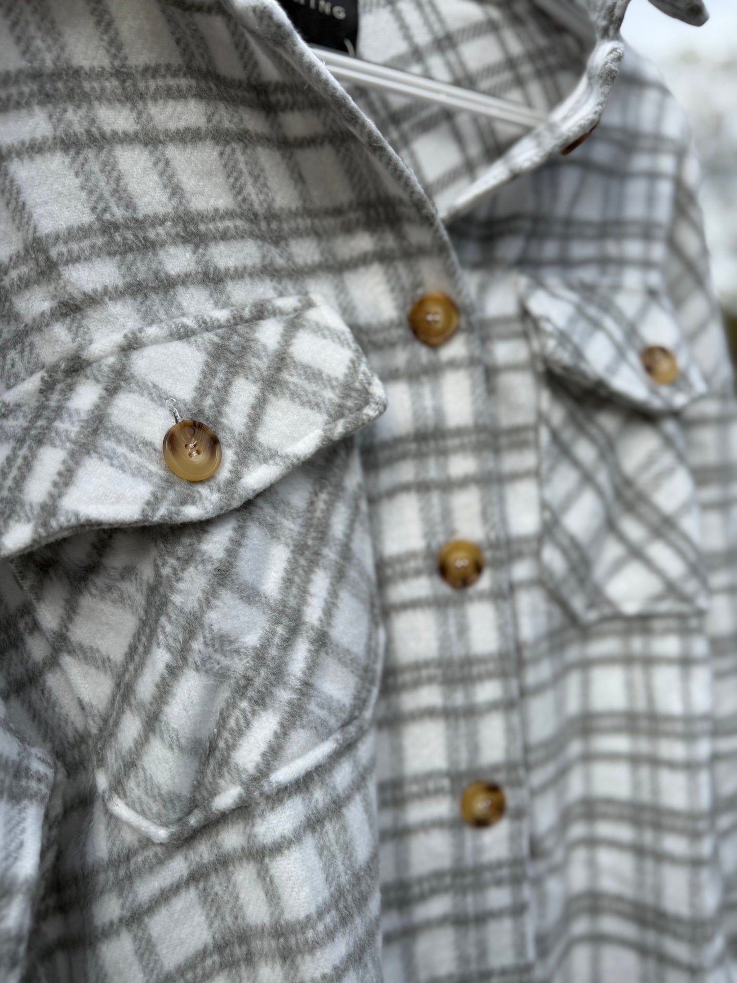 Plaid Print Fleece Hi-Low Hem Long Sleeve Shacket