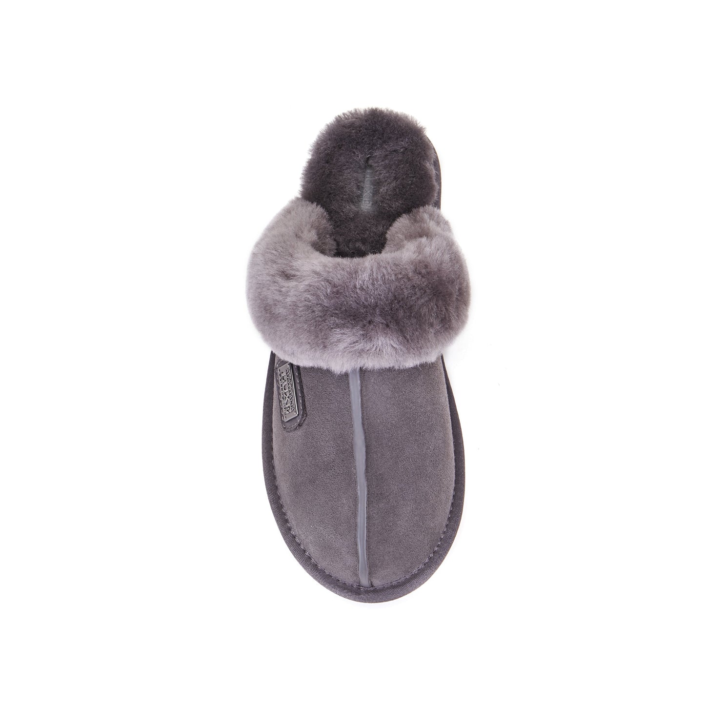 Sheepskin gray mule slipper with shearling cuff CLOSED MULE GRAY