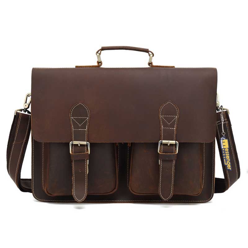 Genuine Leather Durable Laptop Messenger Bag