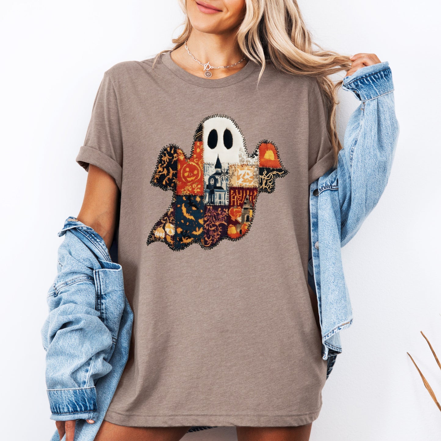 Ghost Faux Quilt Classic T-shirt Cute Halloween Fall Autumn Tshirt Refinery Number One