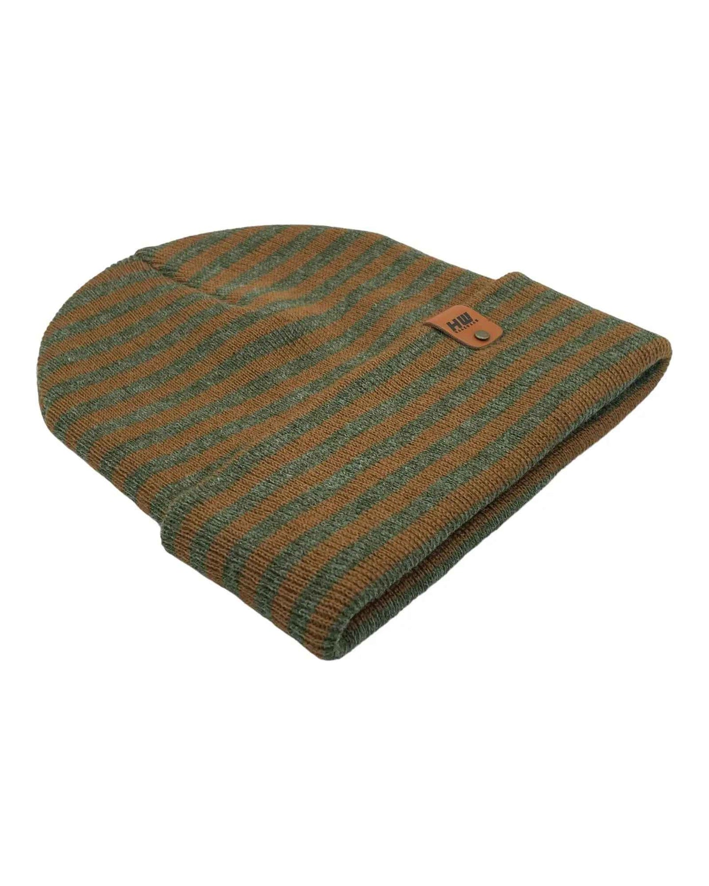 Brown Green Classic RORO Cuffed Beanie Hat HAAKWEAR