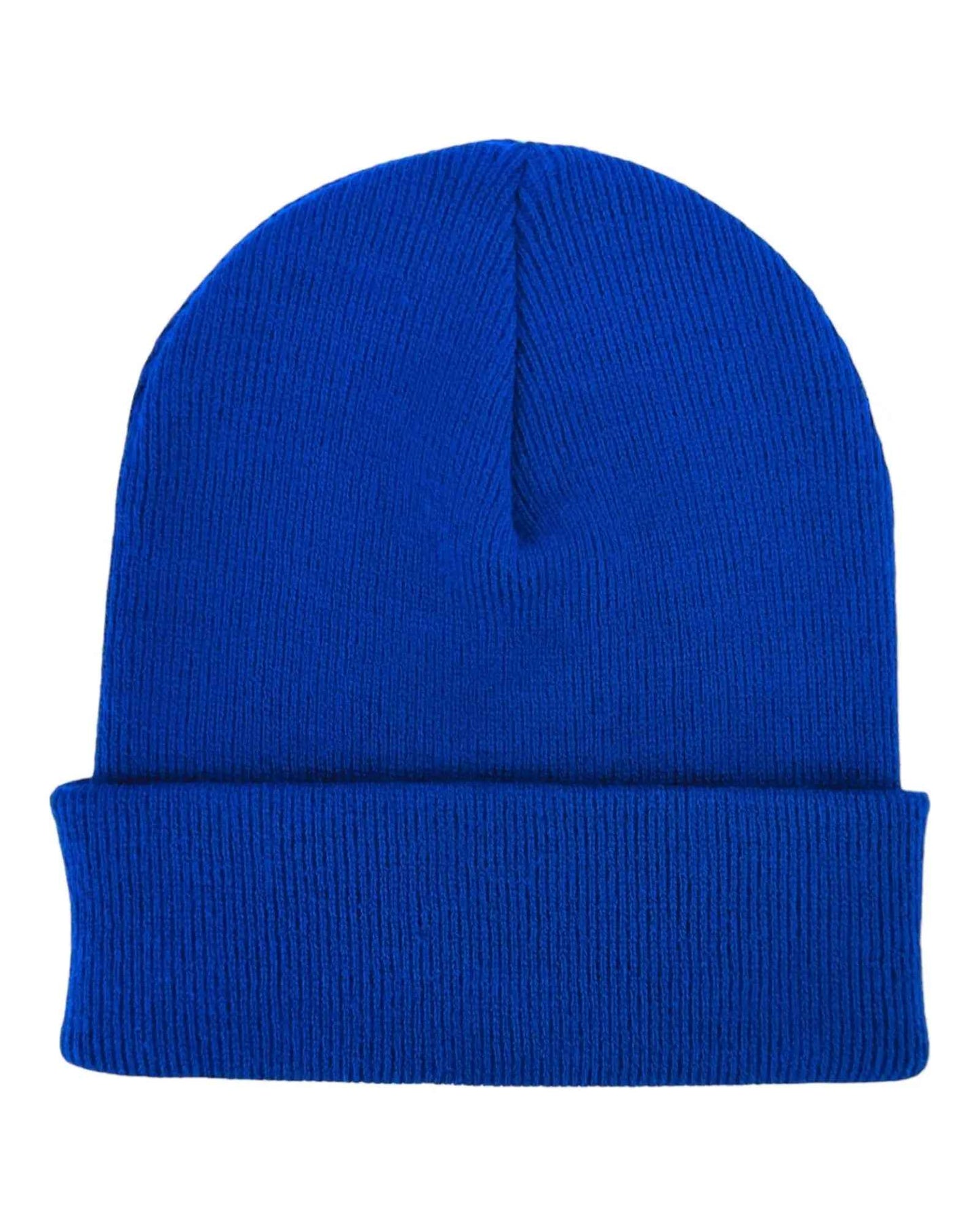 Knit Cuffed Sapphire Blue Beanie Hat HAAKWEAR Made in USA
