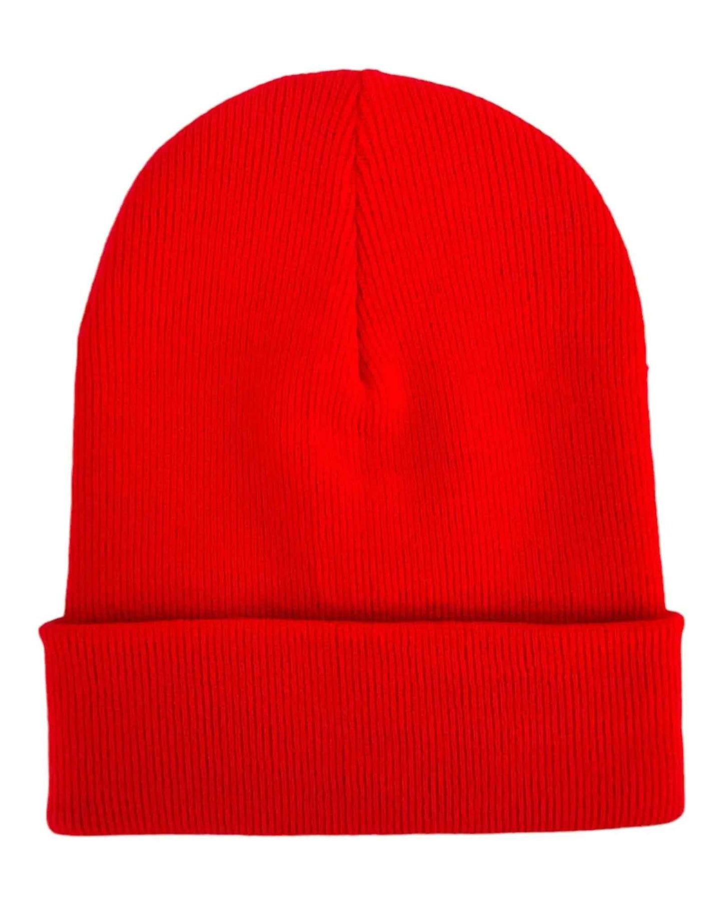 Knit Cuffed Scarlet Red Beanie Hat HAAKWEAR