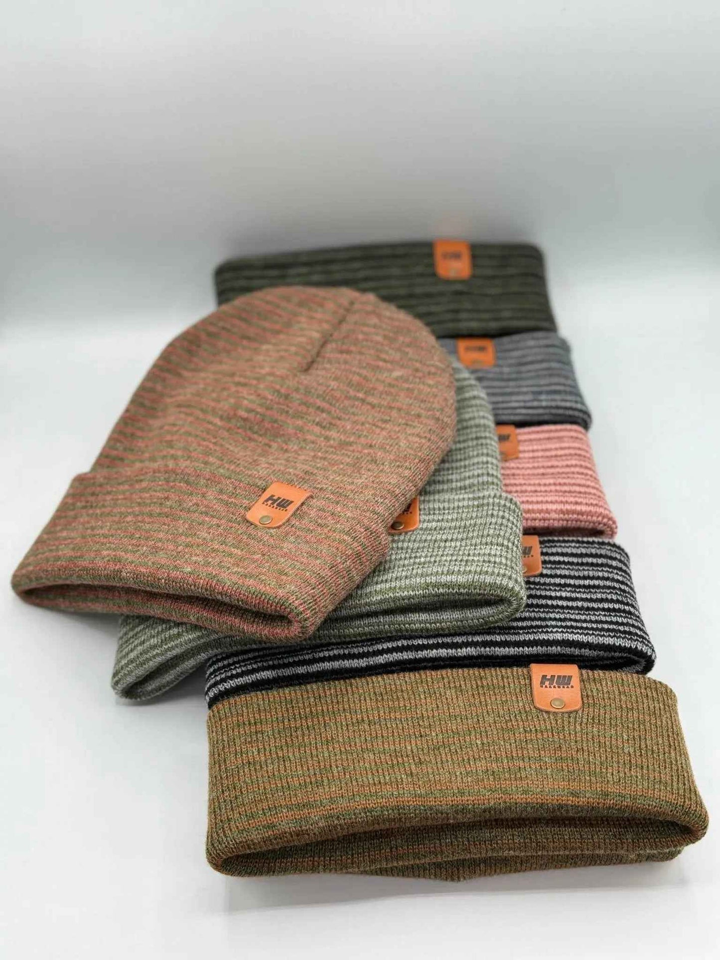 Traditional Contrast Cuffed Beanie Burgundy Green Hat HAAKWEAR