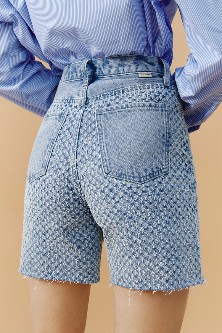 Venice Tweed High Rise Shorts Lightweight Tweed Denim Shorts Hey Joanie