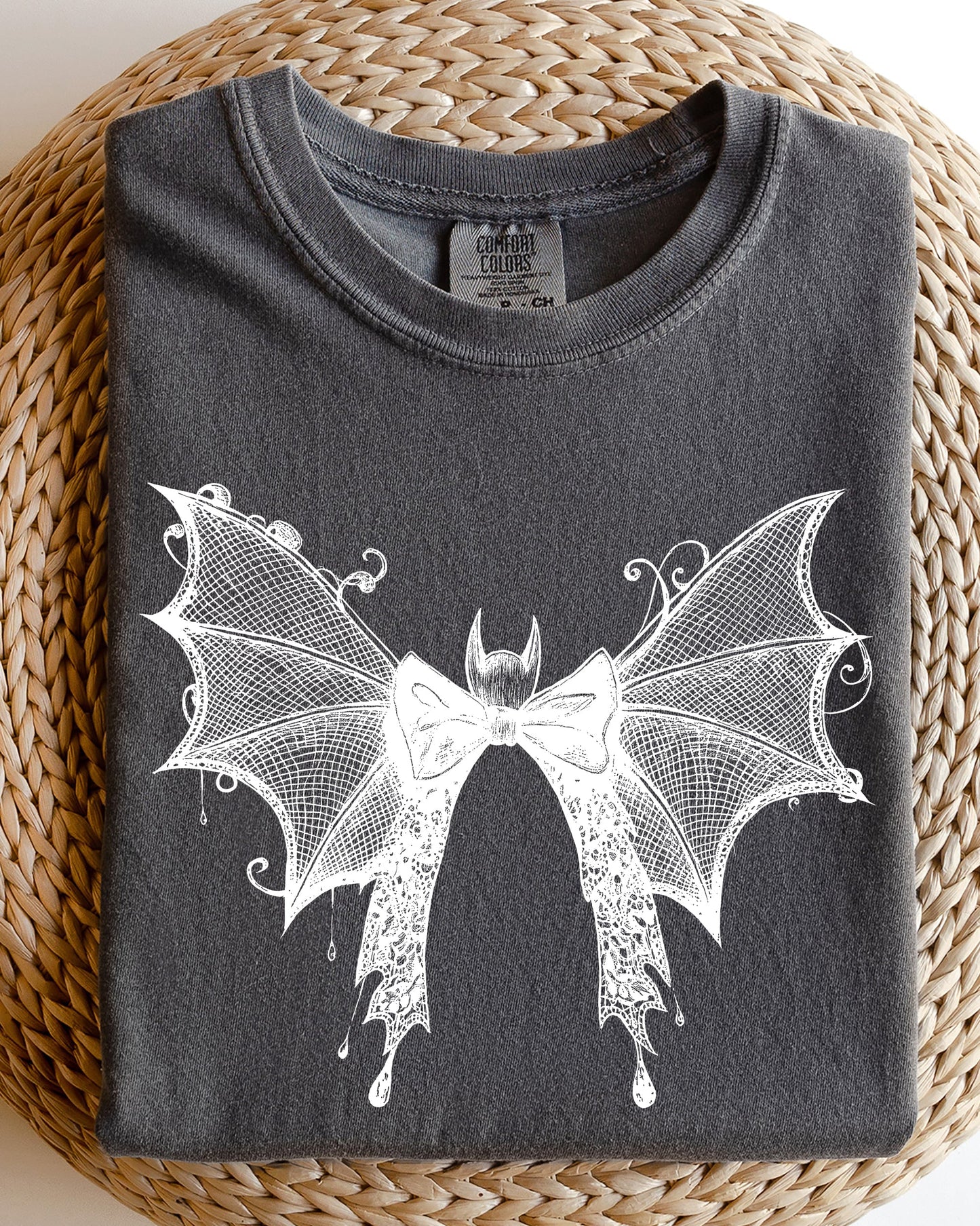 Halloween Bat Lace Gothic Witch Shirt Comfort Colors T-Shirt