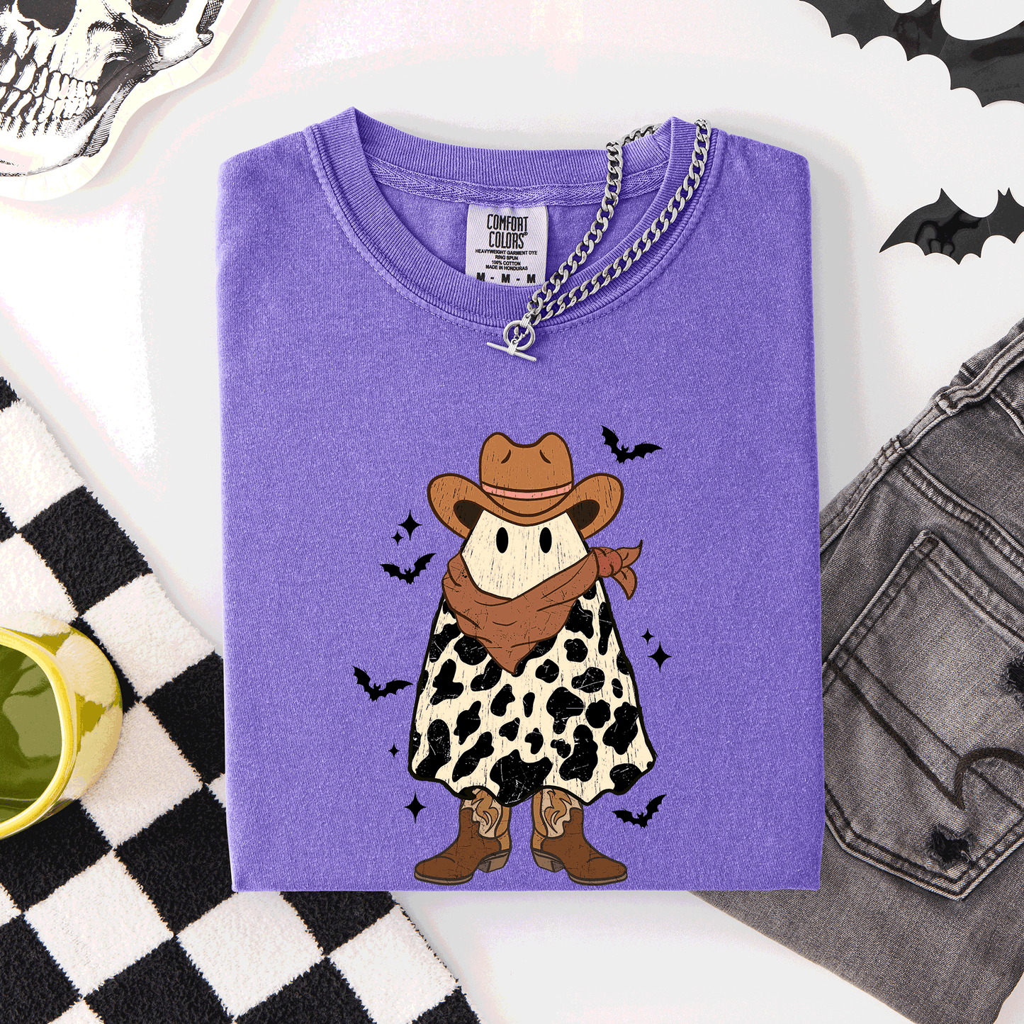 Halloween Ghost Cowboy Comfort Colors T-Shirt Western Country
