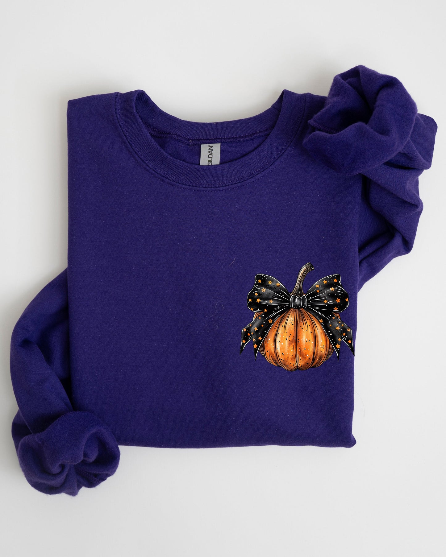 Halloween Pumpkin Ribbon Pocket Print Sweatshirt Coquette
