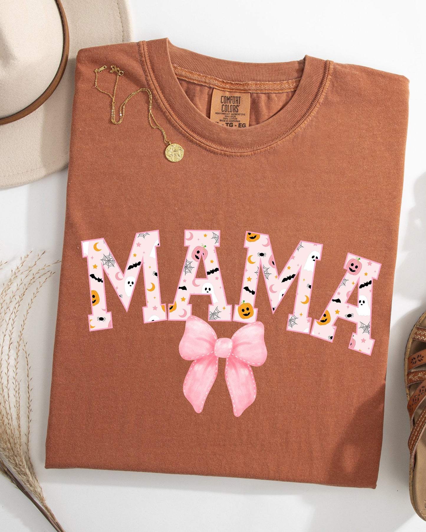 Halloween Mama Coquette Ribbons and Bows Fall Autumn Comfort Colors T-Shirt
