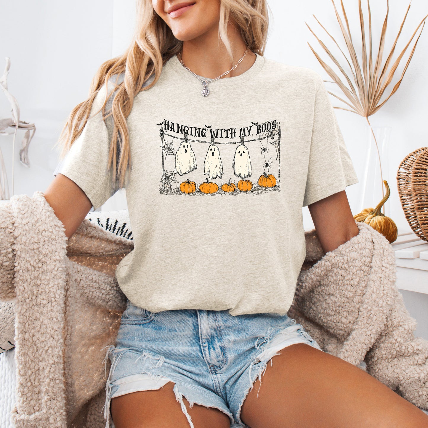 Halloween Funny Ghosts Pumpkins T-shirt Hanging With My Boos Refinery Number One