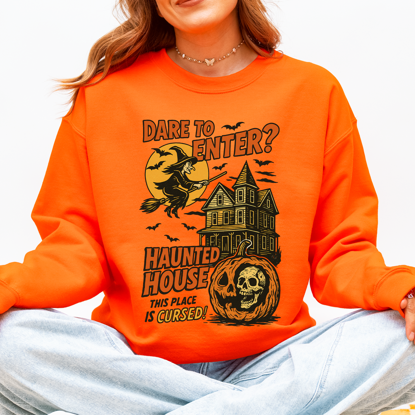 Haunted House Retro Spooky Witch Sweatshirt Refinery Number One