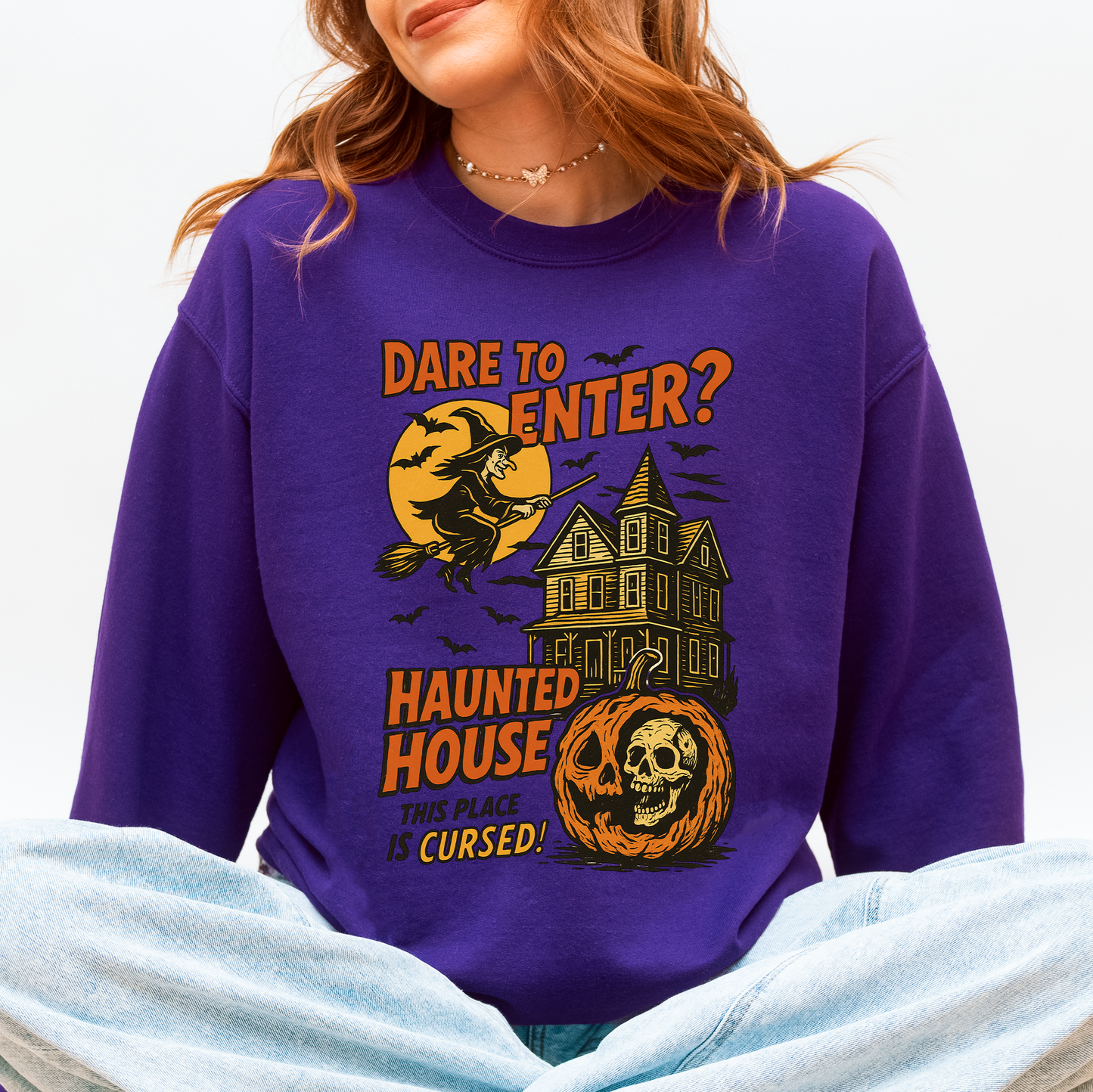 Haunted House Retro Spooky Witch Sweatshirt Refinery Number One