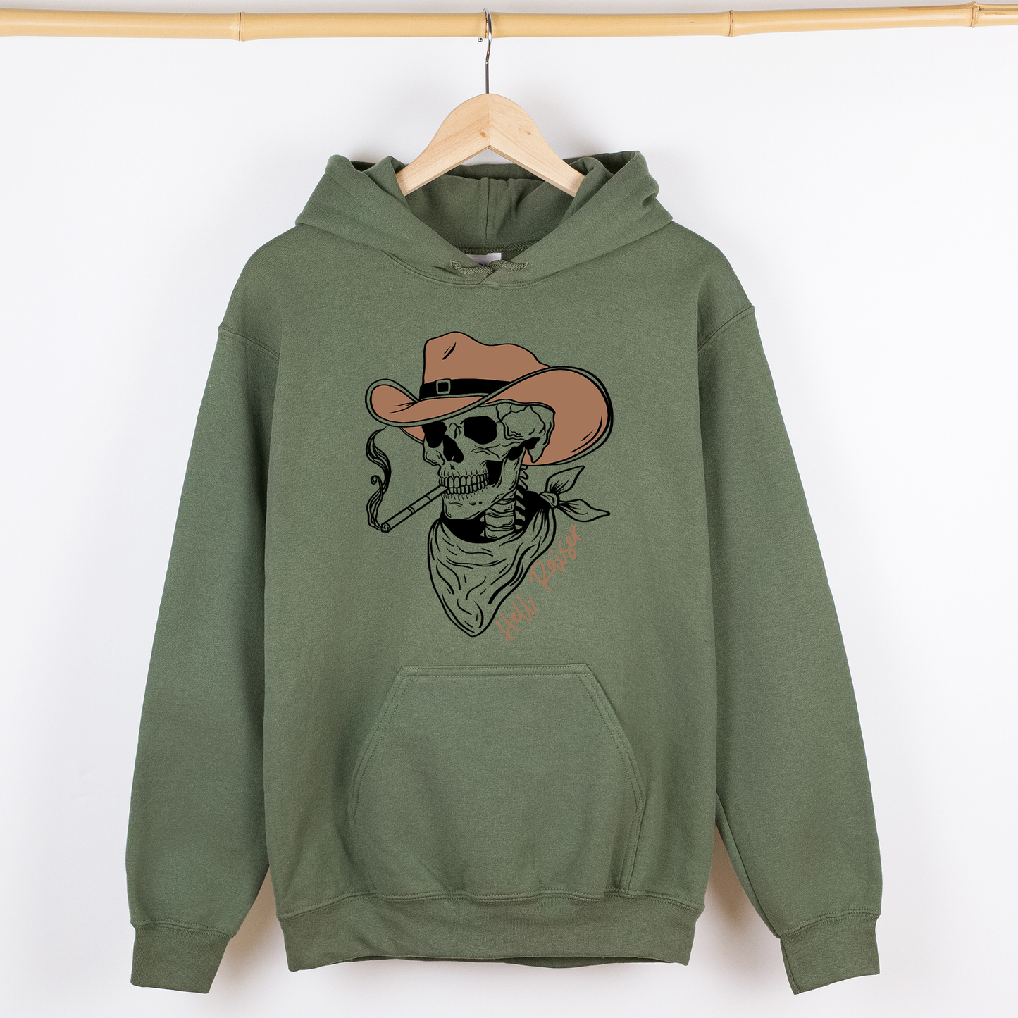 Hell Raiser Skeleton Graphic Hoodie Vintage Style Hooded Sweatshirt