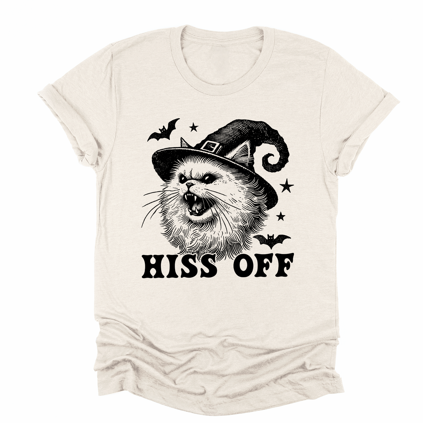 Hiss Off Cat Halloween Witch Graphic Tee Trendy Tshirt