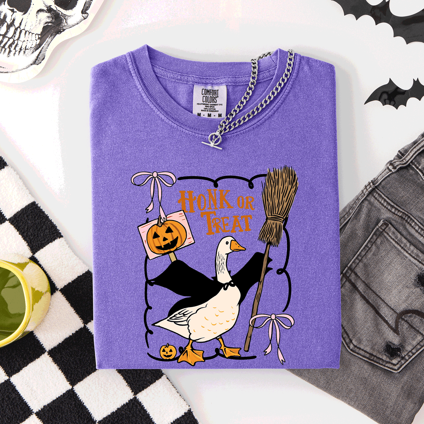 Honk or Treat Cute Goose Halloween Witch Comfort Colors T-Shirt Refinery Number One