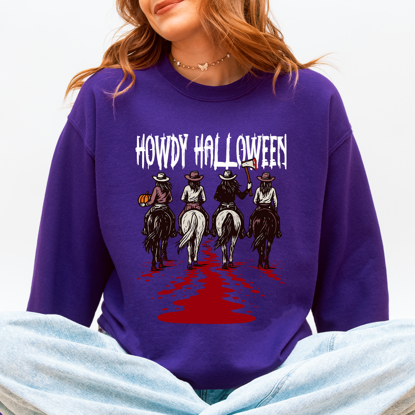 Howdy Halloween Cowgirls Western Spooky Sweatshirt Refinery Number One