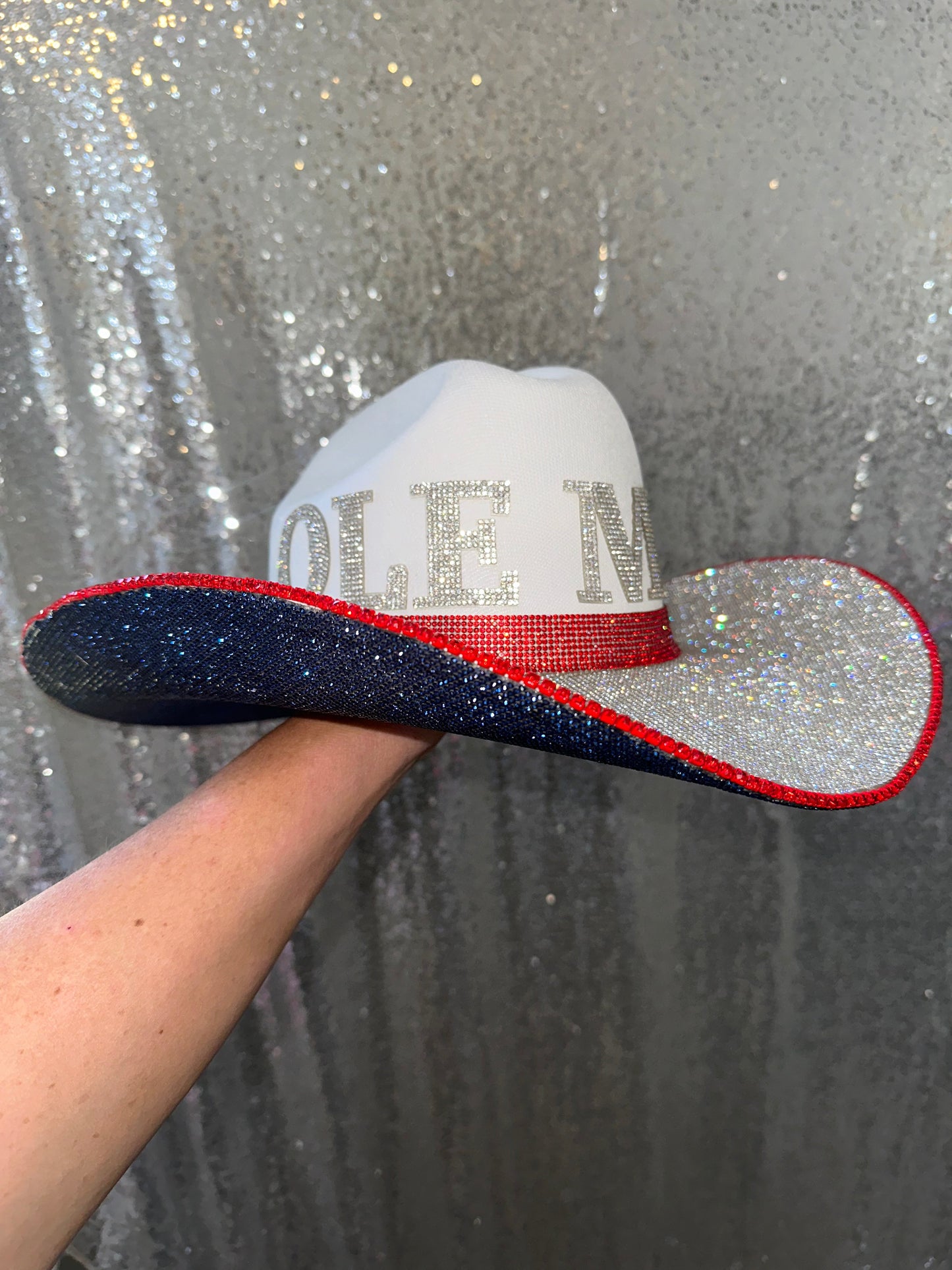 Ole Miss White Straw Rhinestone Hat Rhinestone Cowgirl