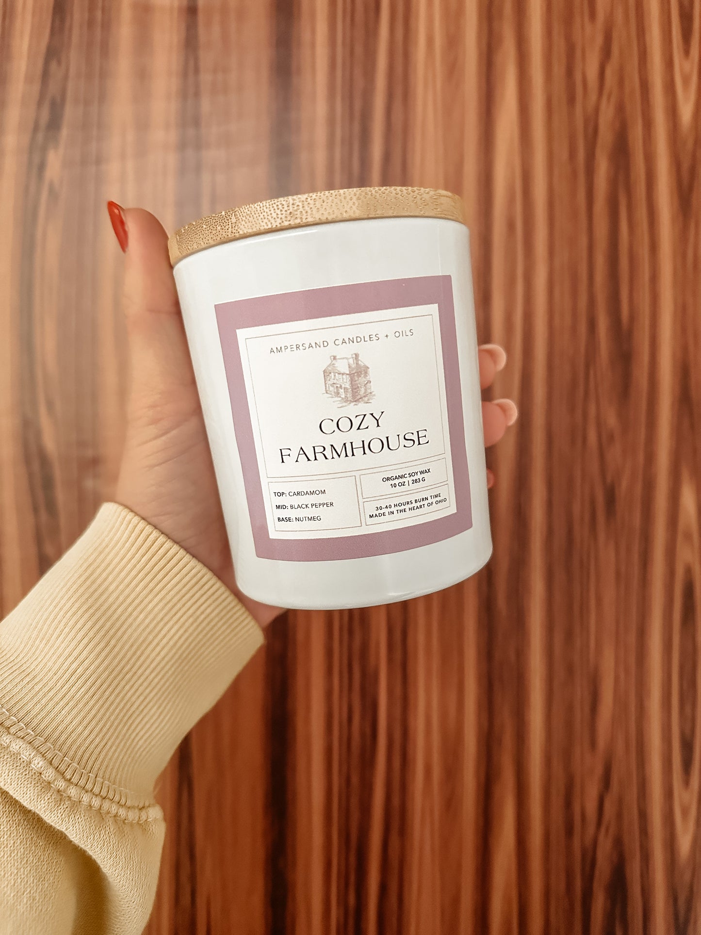 Cozy Farmhouse Beeswax Candle 10oz Ampersand Candles