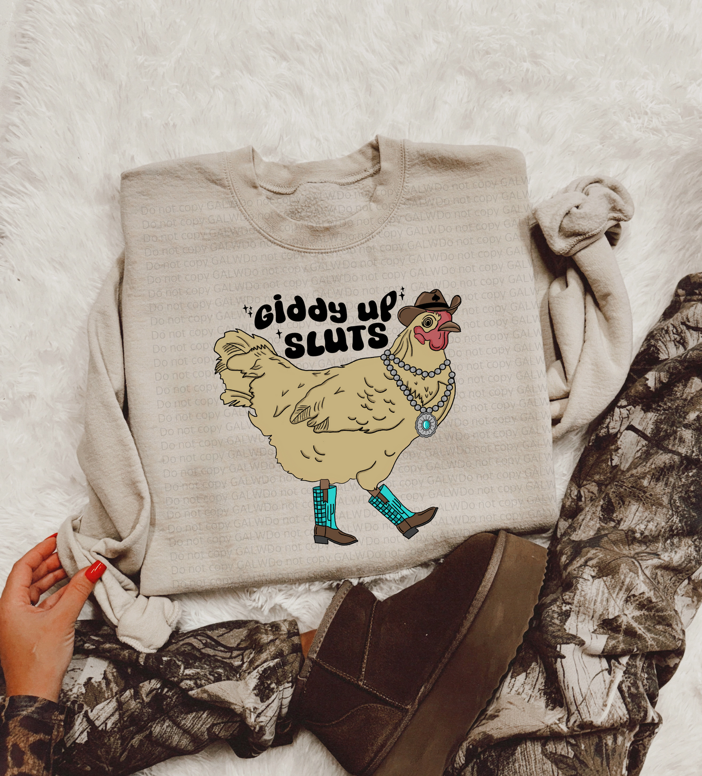 Chicken Tee & Sweatshirt Combo Casual Wear Giddy Up Sluuuts
