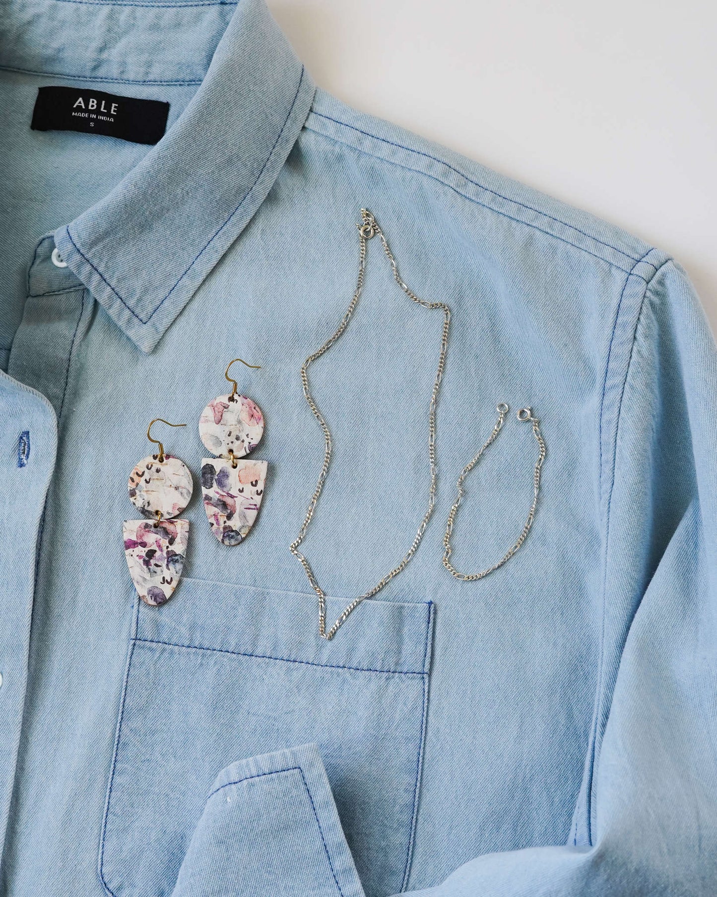 Watercolor Lightweight Leather Statement Earrings Sela Designs