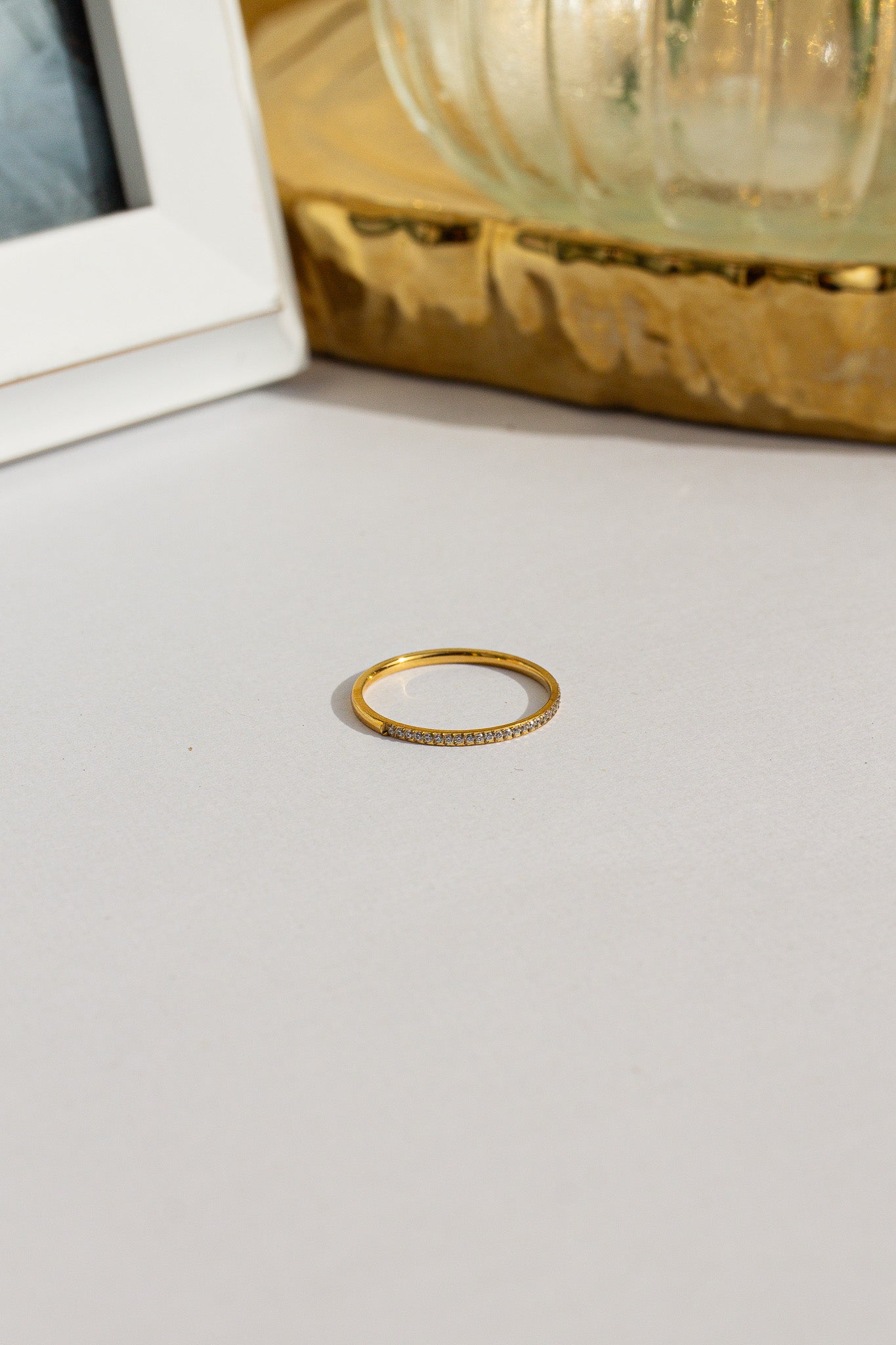 Dainty Crystal Stackable Ring 18k Gold Plated Stainless Steel