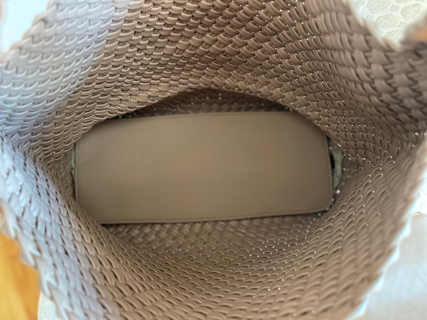 Large Woven Vegan Leather Tote Khaki Handbag The Willow