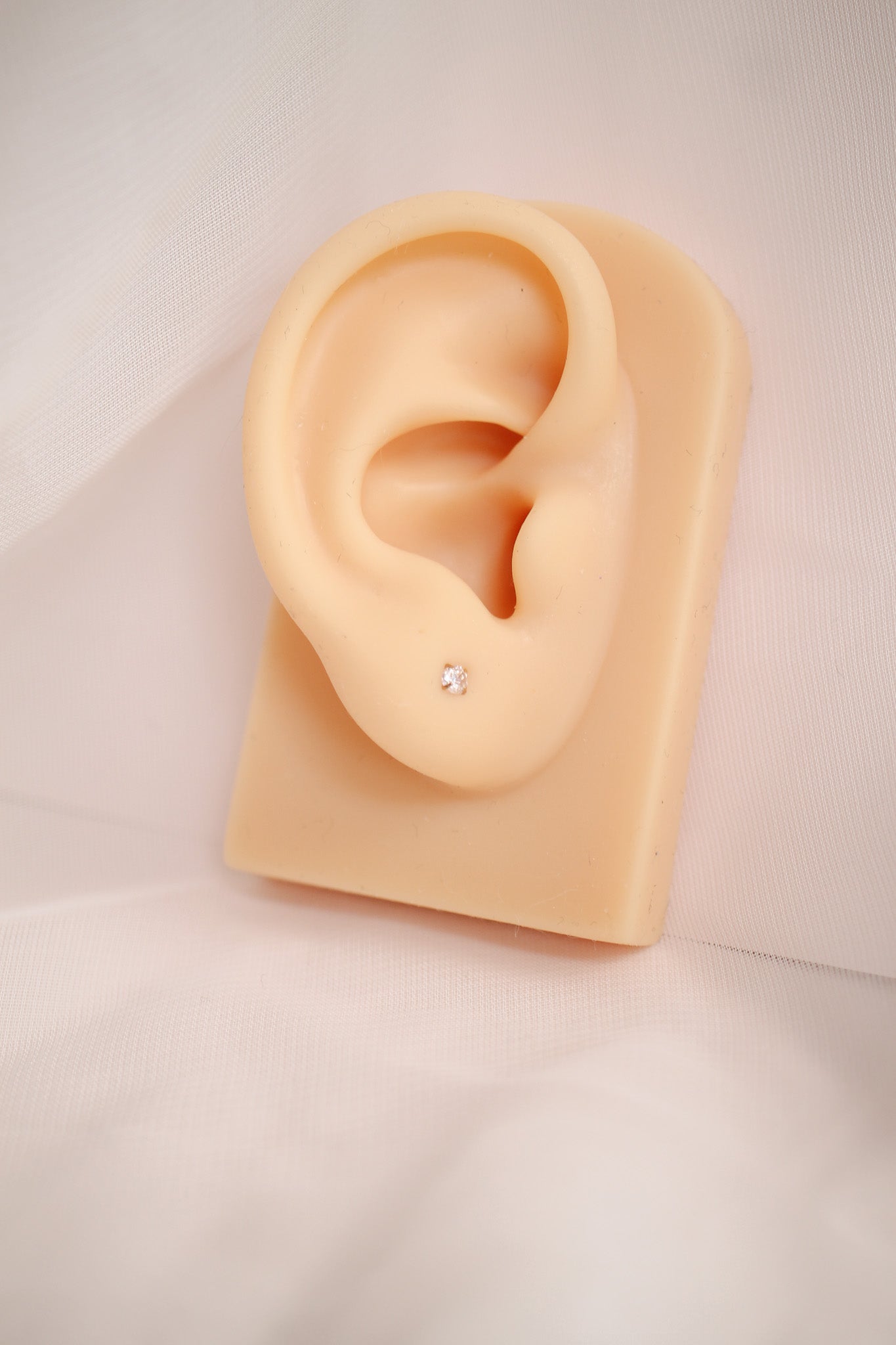 Crystal 3mm Cubic Zirconia Flat Back Stud Earrings Stainless Steel