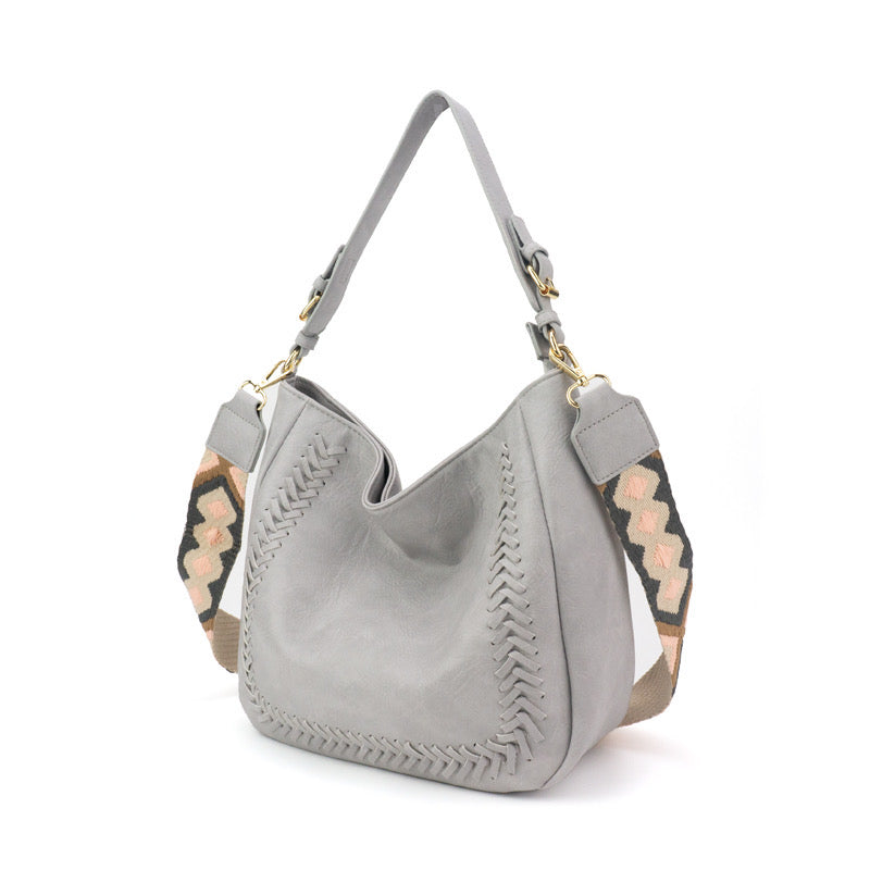 Cross Stitch Messenger Bag Leather Vegan The Harper