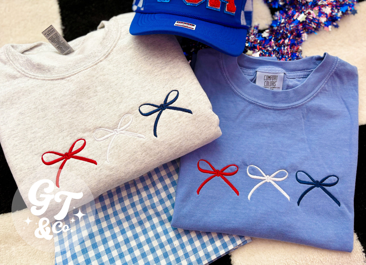 USA Dainty Bow Crew + Tee *MADE TO ORDER 10-15 BIZ DAYS*
