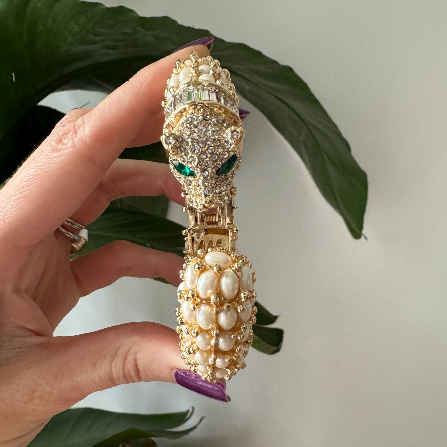 Pearl Panther Gold Plate Bracelet Kimono Dragon NYC